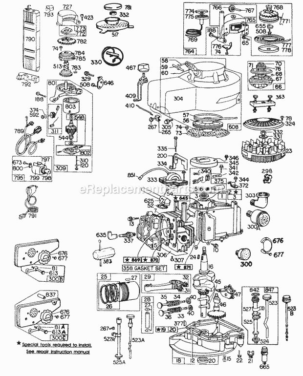 Briggs and Stratton 110985-0229-99 Engine CylMufflersPistonOil Fill Diagram