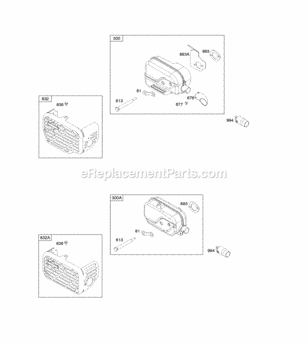 Briggs and Stratton 111P05-1323-F1 Engine Exhaust System Diagram