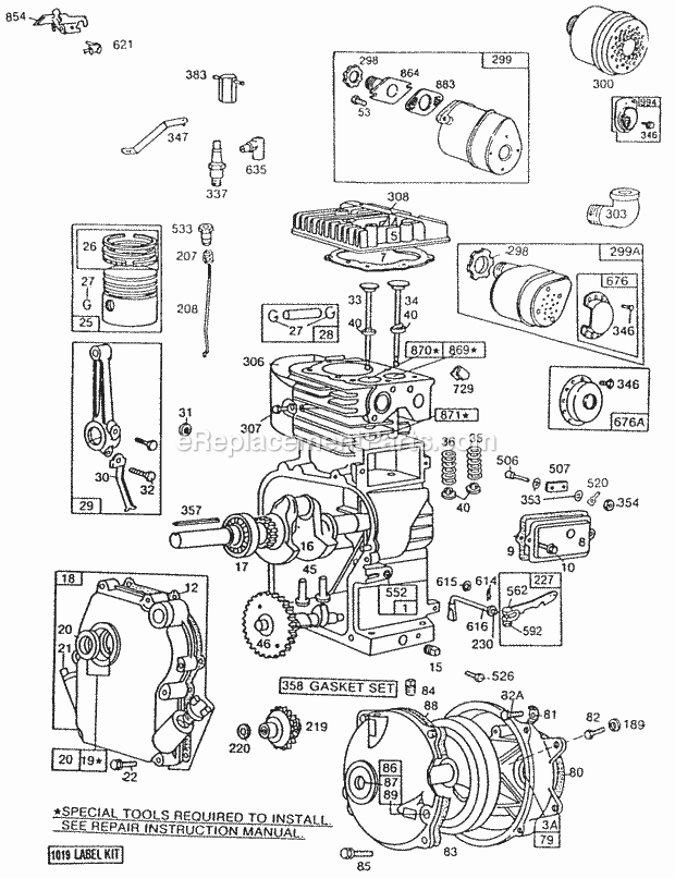 Briggs and Stratton 112202-0135-99 Engine CylOil FillPistonMufflers Diagram