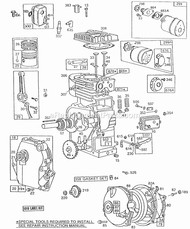 Briggs and Stratton 112202-0814-01 Engine CylOil FillPistonMufflers Diagram