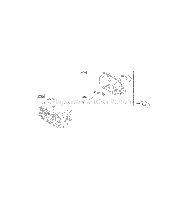 Briggs and Stratton 112P02-0002-H1 Engine Exhaust System Diagram