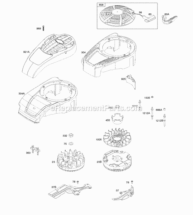 Briggs and Stratton 114P05-0873-F1 Engine Blower Housing CoverGuards Flywheel Rewind Starter Diagram