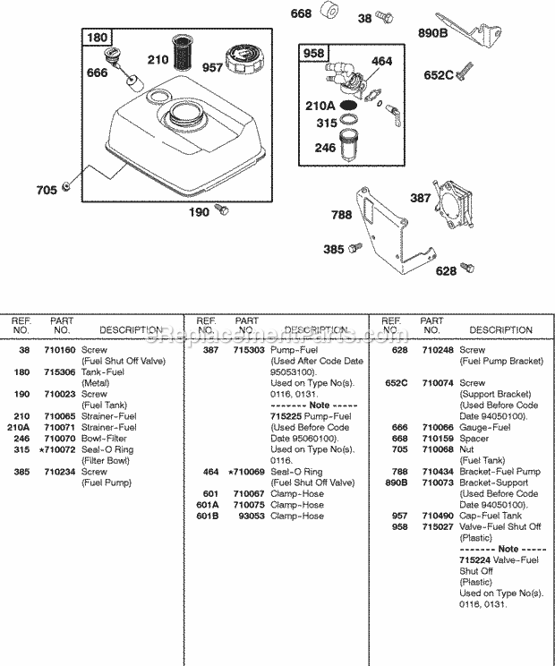 Briggs and Stratton 115432-0035-02 Engine Fuel Supply Diagram