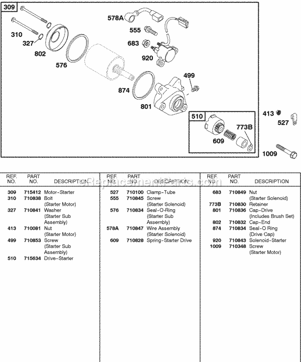 Briggs and Stratton 115432-0100-01 Engine Electric Starter Diagram