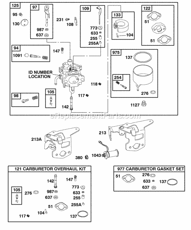 Briggs and Stratton 117432-0190-01 Engine Carburetor Gasket Set - Carburetor Kit - Carburetor Overhaul Diagram