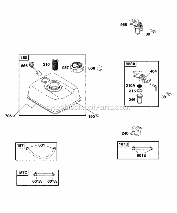 Briggs and Stratton 117432-0235-B2 Engine Fuel Supply Diagram