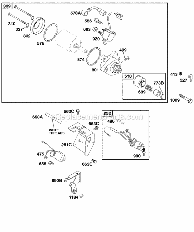 Briggs and Stratton 118437-0143-E1 Engine Electric Starter Diagram