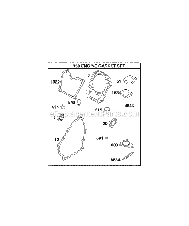 Briggs and Stratton 118437-0159-B1 Engine Gasket Set - Engine Diagram