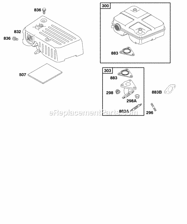 Briggs and Stratton 118437-0159-B1 Engine Exhaust System Diagram