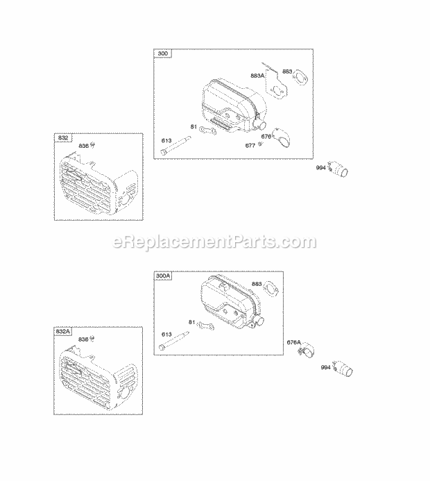 Briggs and Stratton 11P902-0124-B1 Engine Exhaust System Diagram