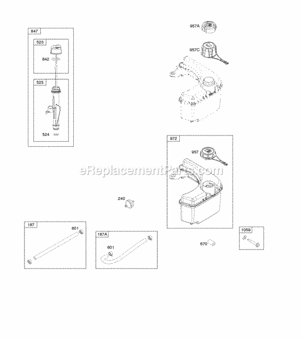 Briggs and Stratton 11P902-0127-B1 Engine Fuel Supply Lubrication Diagram