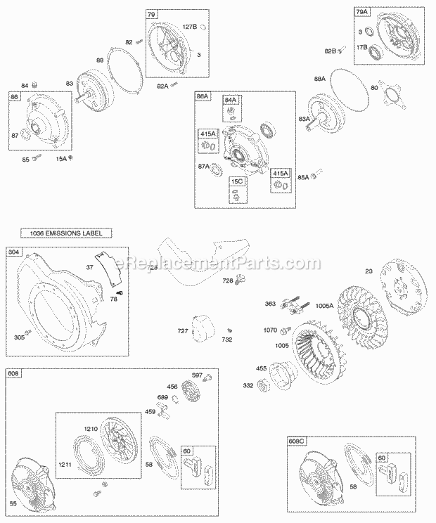 Briggs and Stratton 120312-0242-E1 Engine Blower Housing Flywheel Gear Reduction Rewind Starter Diagram