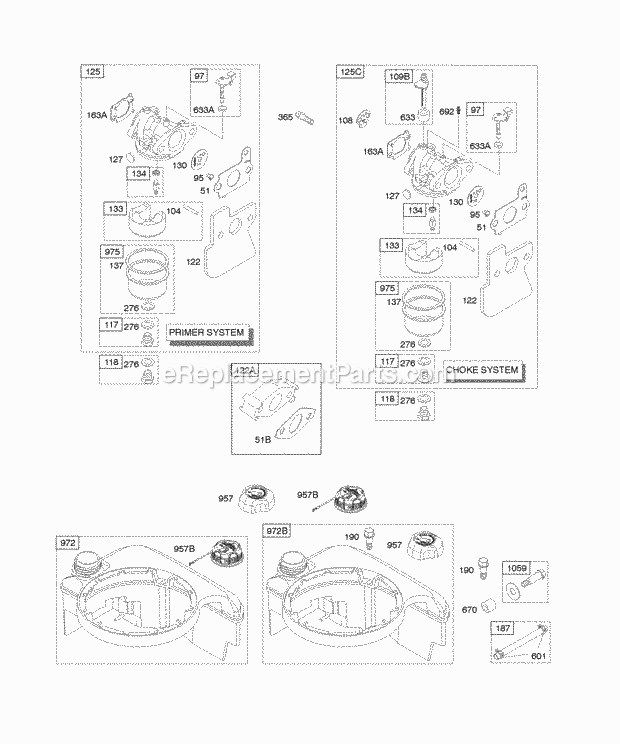Briggs and Stratton 120602-0105-B1 Engine Carburetor Fuel Supply Diagram
