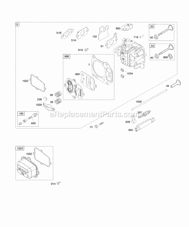 Briggs and Stratton 120612-0133-E1 Engine Cylinder Head Diagram