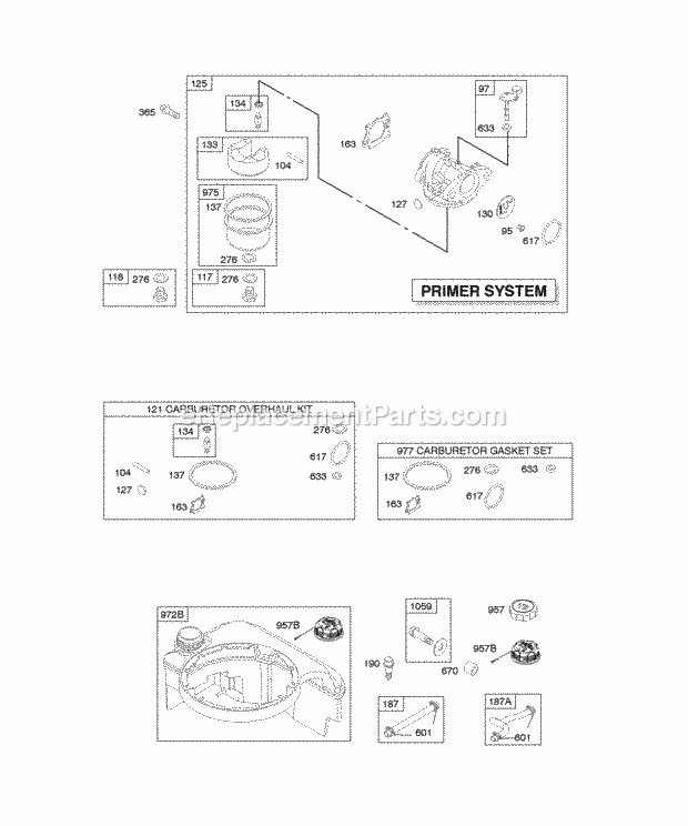 Briggs and Stratton 120H02-0108-B1 Engine Carburator Fuel Supply Diagram