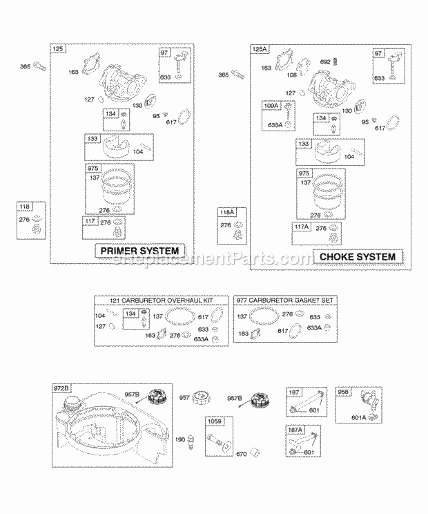 Briggs and Stratton 120K02-0368-E1 Engine Carburetor Fuel Supply Diagram