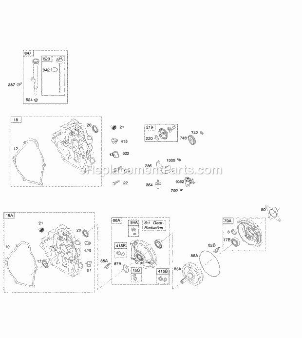 Briggs and Stratton 121012-0112-B8 Engine Crankcase Cover Gear Reduction Lubrication Diagram