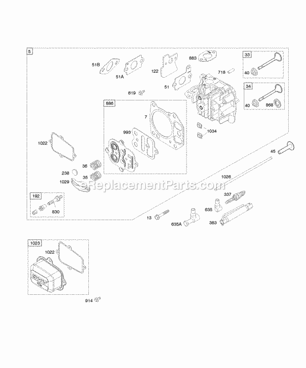 Briggs and Stratton 121602-0026-E1 Engine Cylinder Head Diagram