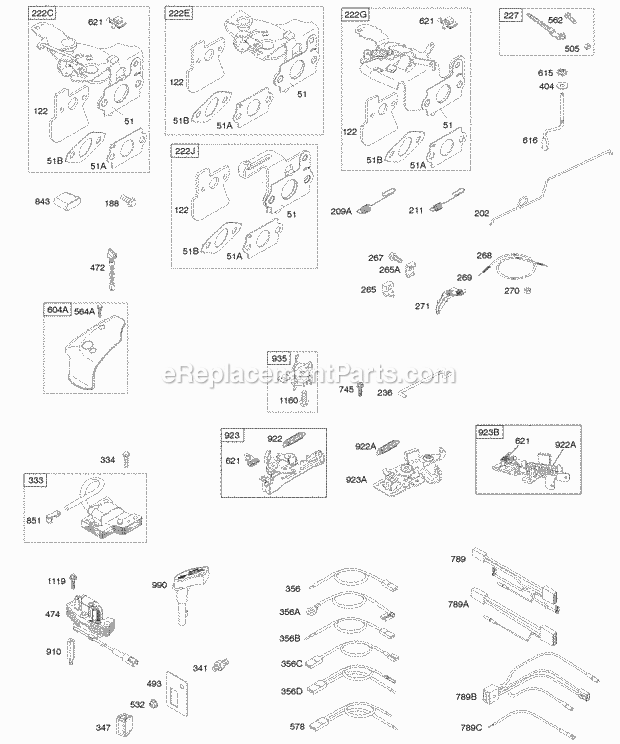 Briggs and Stratton 121602-0183-B1 Engine Brake Controls Governor Spring Ignition Diagram