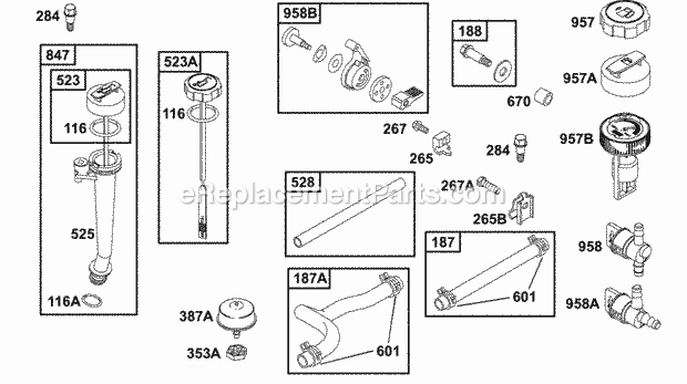 Briggs and Stratton 121702-0101-01 Engine Oil Group Fuel Parts Diagram