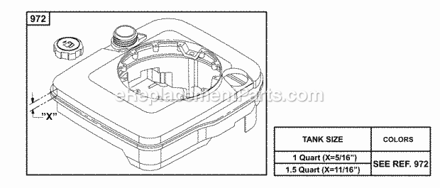 Briggs and Stratton 121702-0101-01 Engine Tank Diagram