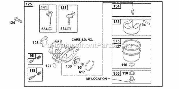 Briggs and Stratton 121702-0101-01 Engine Carburetor Group Diagram