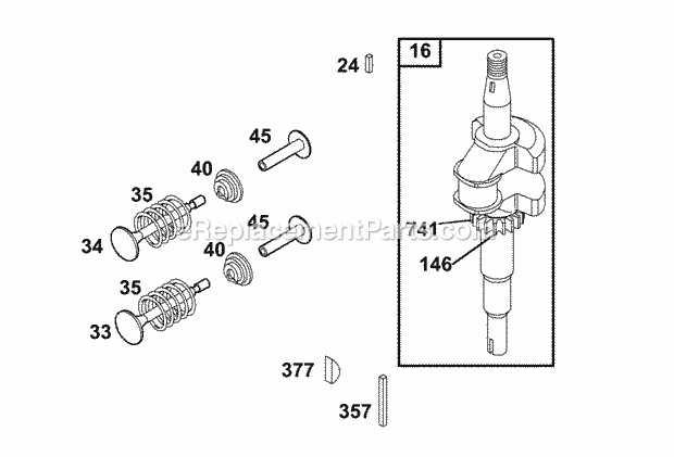 Briggs and Stratton 121702-0103-01 Engine Valves Crankshaft Diagram