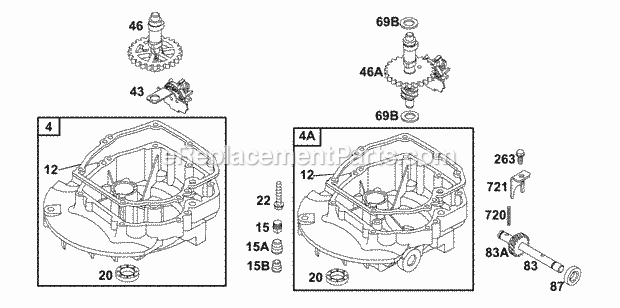 Briggs and Stratton 121702-0105-01 Engine Crankcase CoverSumps Diagram