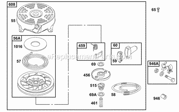 Briggs and Stratton 121702-0117-02 Engine Rewind Group Diagram