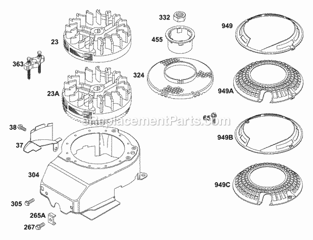 Briggs and Stratton 121702-0131-01 Engine Flywheels Blower Housing Flywheel Diagram