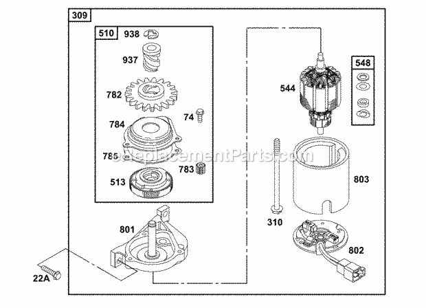 Briggs and Stratton 121707-0206-01 Engine Electric Starter Diagram
