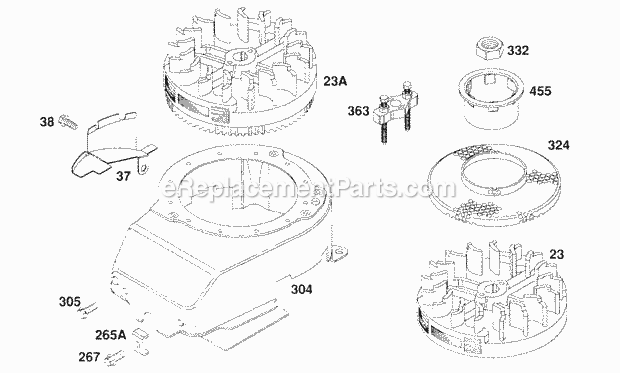 Briggs and Stratton 121802-0106-01 Engine Blower Hsg Flywheels Diagram