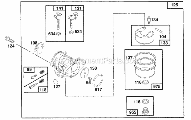 Briggs and Stratton 121802-0106-01 Engine Carburetor Assembly Diagram