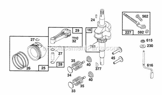 Briggs and Stratton 121802-0106-01 Engine Crankshaft Piston Group Diagram