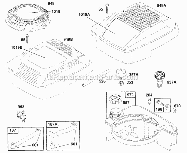 Briggs and Stratton 121802-0206-01 Engine Fuel Tank AssyCoversHoses Diagram