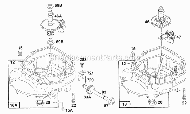 Briggs and Stratton 121802-0208-01 Engine Sump Base Assemblies Diagram