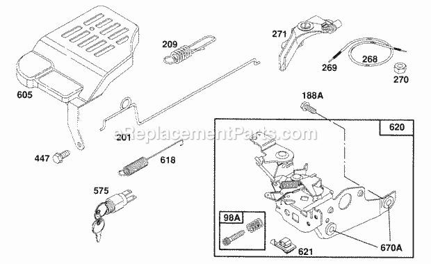 Briggs and Stratton 121802-0222-01 Engine Control Bracket Assy Diagram