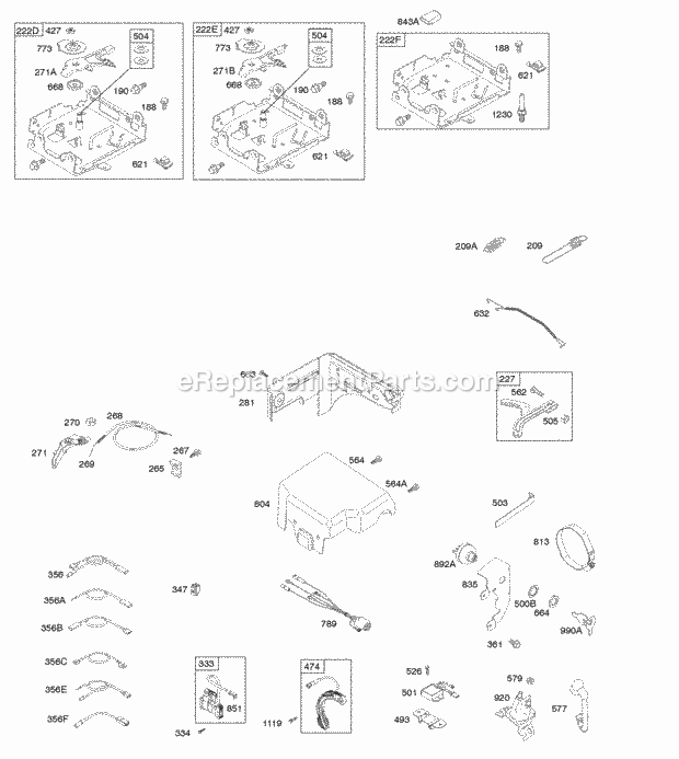 Briggs and Stratton 122037-5168-H8 Engine Controls Governor Spring Ignition Diagram