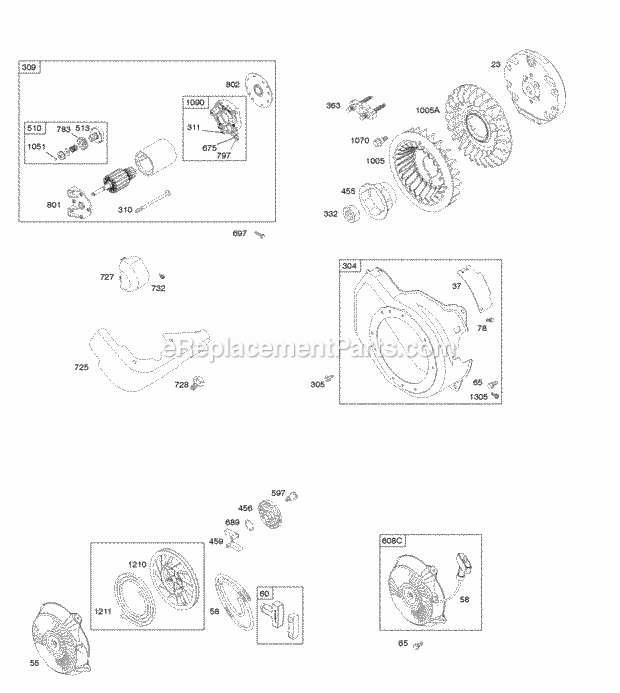 Briggs and Stratton 122366-4232-B8 Engine Blower Housing Electric Starter Flywheel Rewind Starter Diagram