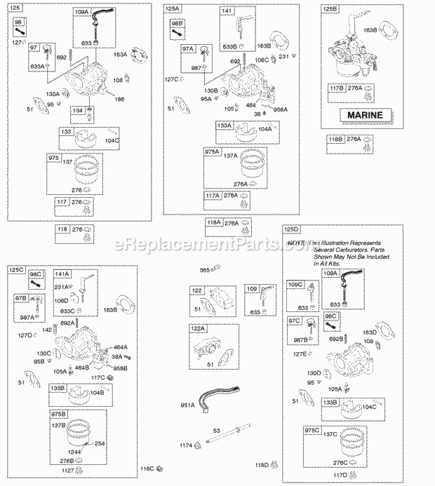 Briggs and Stratton 122366-4232-B8 Engine Carburetor Diagram