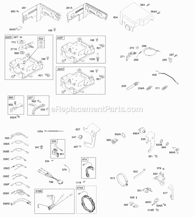 Briggs and Stratton 122366-4232-B8 Engine Controls Governor Spring Ignition Diagram