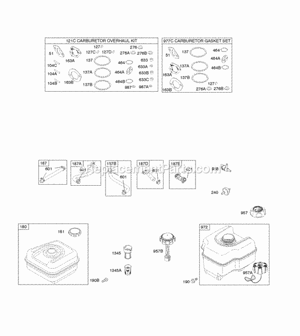 Briggs and Stratton 122366-4232-B8 Engine Fuel Supply Diagram