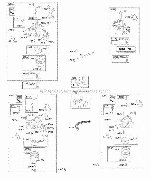 Briggs and Stratton 122466-0232-01 Engine Carburetor Diagram