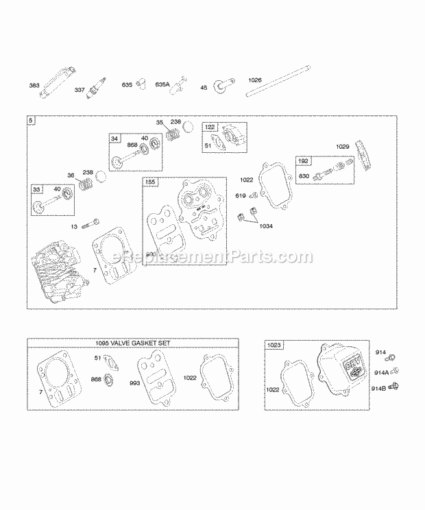 Briggs and Stratton 122466-0232-01 Engine Cylinder Head Diagram