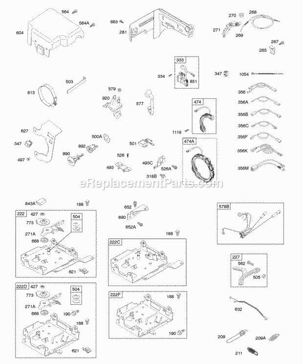 Briggs and Stratton 122467-0248-B8 Engine Controls Governor Spring Ignition Diagram