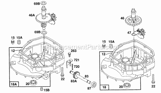 Briggs and Stratton 122702-0126-01 Engine Sump Base Assemblies Diagram