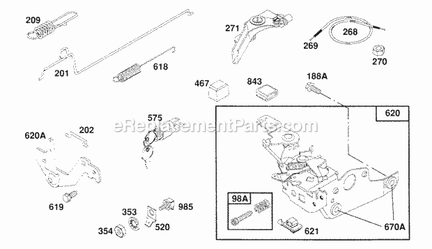 Briggs and Stratton 122702-0126-01 Engine Control Bracket Assy Diagram