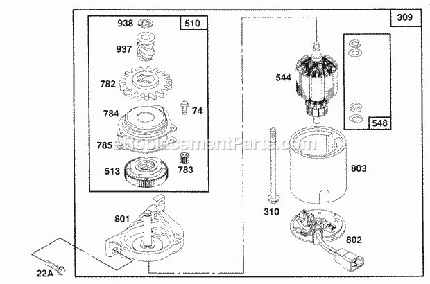 Briggs and Stratton 122702-0126-01 Engine Electric Starter Diagram