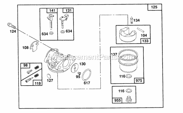 Briggs and Stratton 122702-3131-01 Engine Carburetor Assembly Diagram