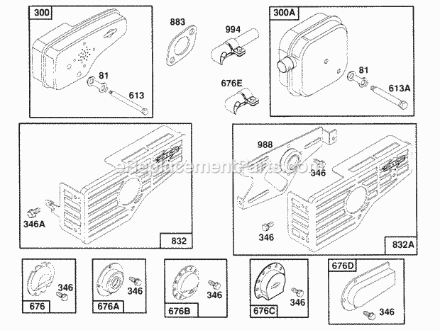 Briggs & Stratton 122702-3139-01 Engine Mufflers And Deflectors Diagram